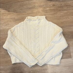 Pilcro Cream Cable Knit Turtleneck Sweater